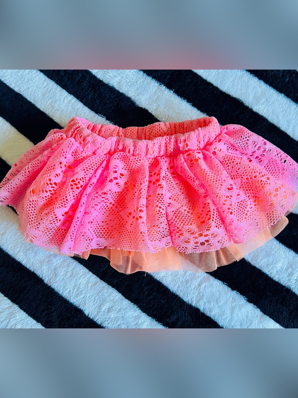 Baby Starters Neon Pink Lace Tiered Skirt